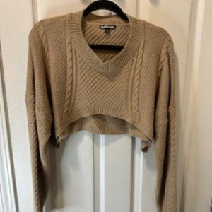 CHARLOTTE RUSSE Tan Crew Neck Cropped Sweater NWOT